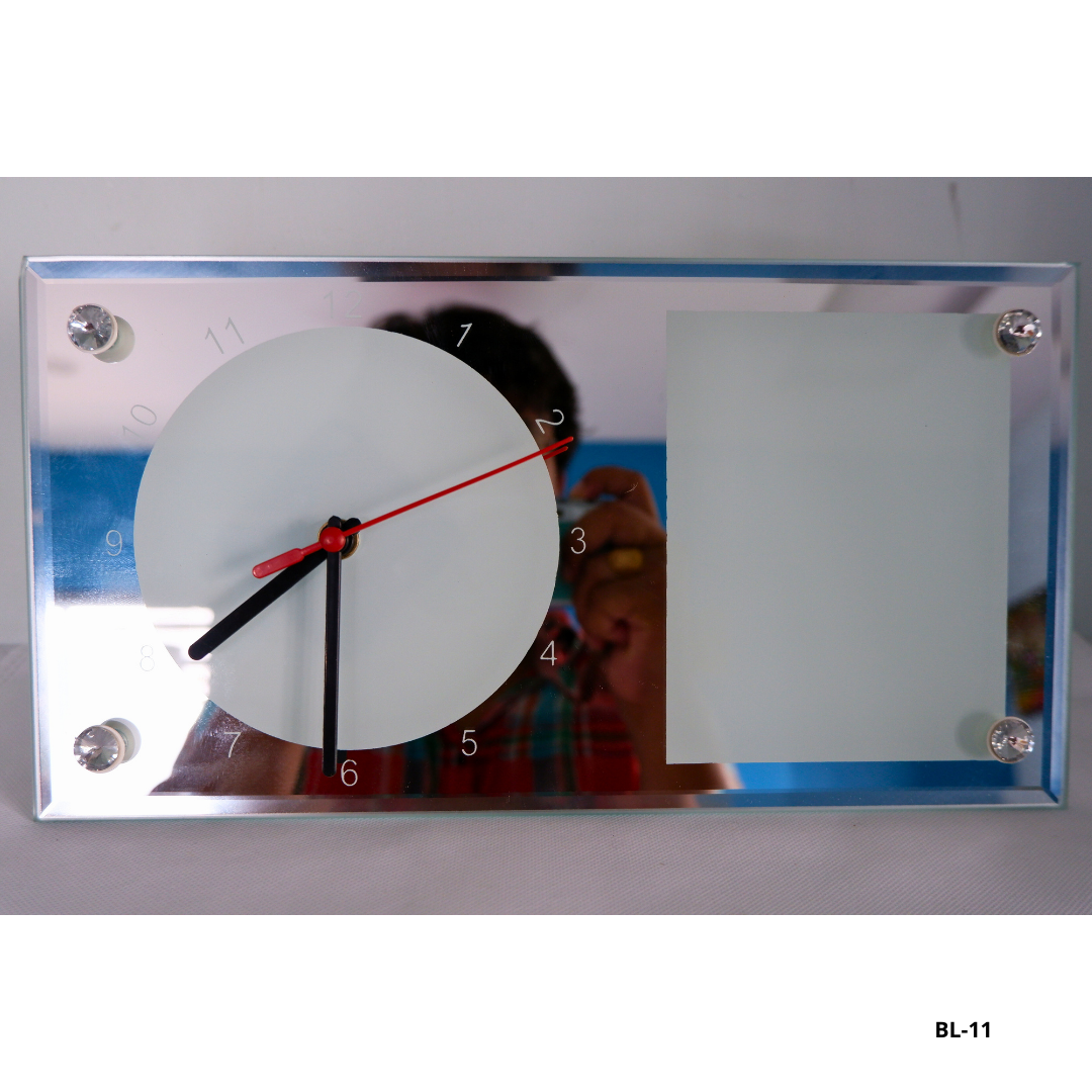Custom Glass Photo Frame with watch (12x6") BL-11