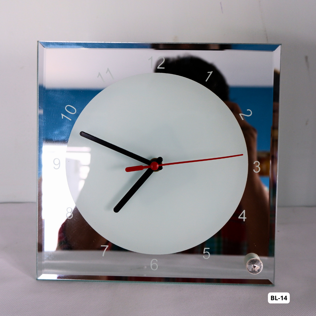 Custom Glass Photo Frame with watch (8x8") BL-14