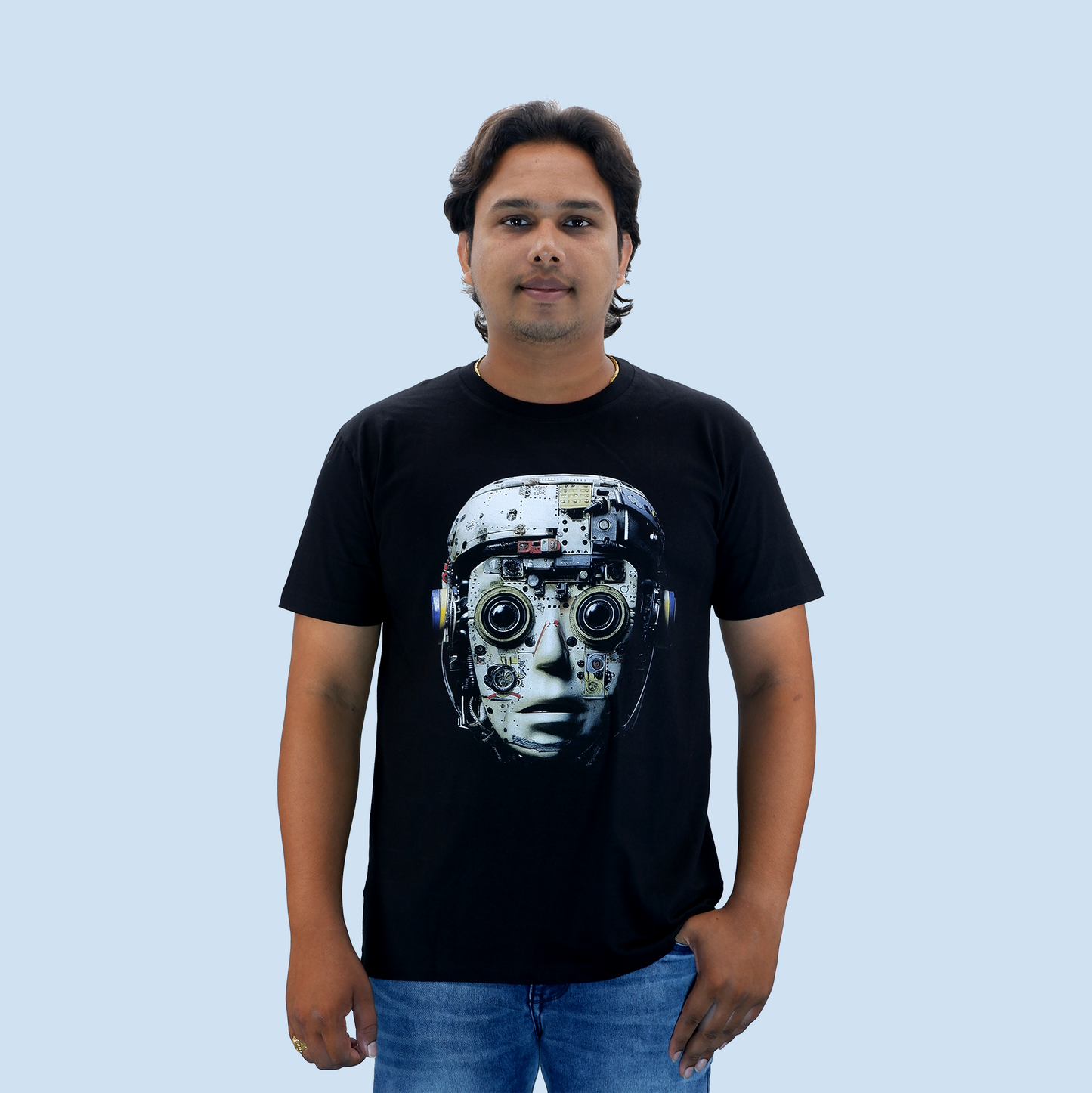 AI Robot Unisex Regular Black T-shirt