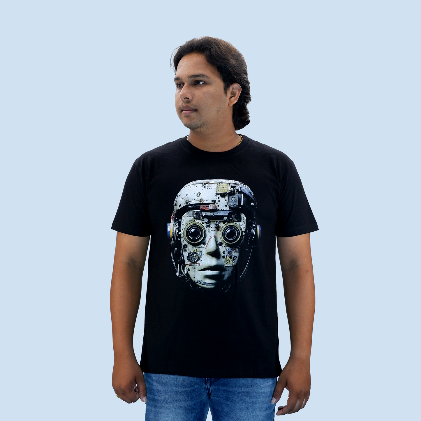 AI Robot Unisex Regular Black T-shirt