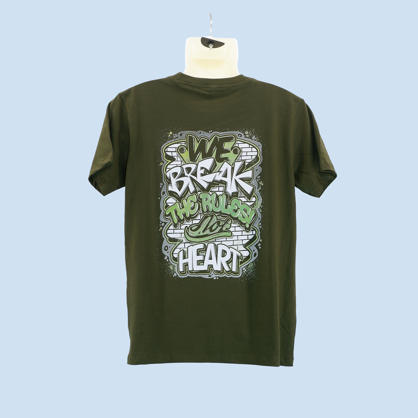 Break the rules, not heart Unisex Regular Olive Green T-shirt