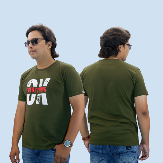 Everything will be OK Unisex Regular Olive Green T-shirt