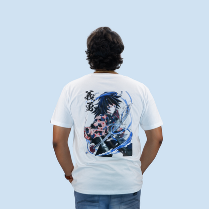 Demon slayer Water Hashira Giyu Tomioka Unisex Regular White T-shirt