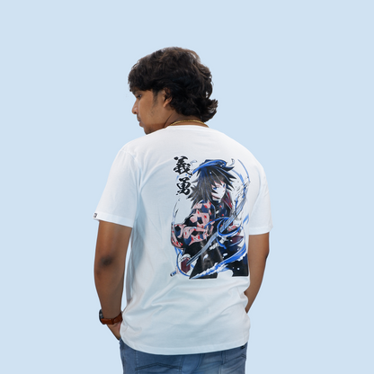 Demon slayer Water Hashira Giyu Tomioka Unisex Regular White T-shirt