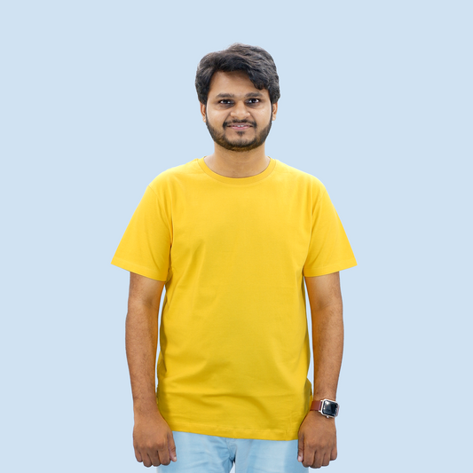 Unisex Regular classic fit Yellow T-shirt 180 GSM